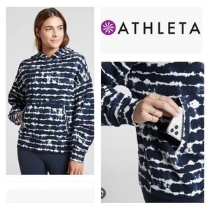 ATHLETA NWOT Tahiti Tie Dye Navy Print Balance Hoodie Seestshirt Size S/P